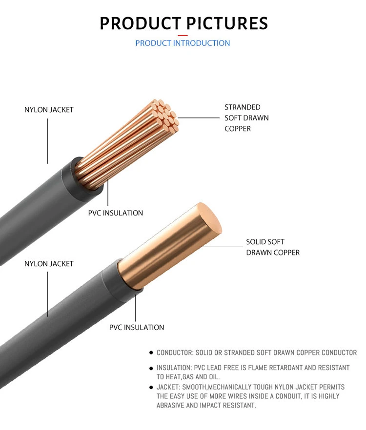 Free Sample Thwn Thhn Wire 14 12 10 8 AWG Copper Conductor Electrical Cable Philippines