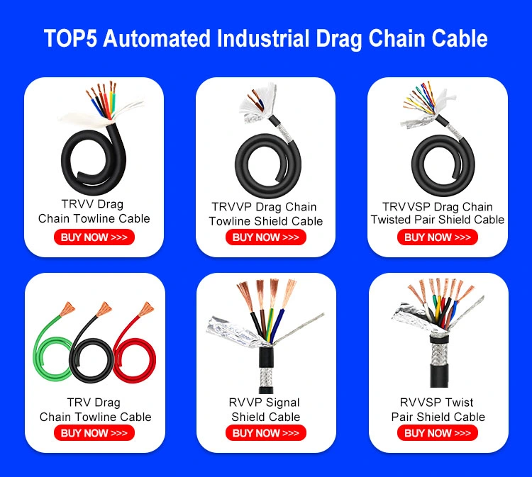 Trvv Soft Flexible 0.3mm-6mm 2-24 Core PVC Towline Wire Drag Chain Cable