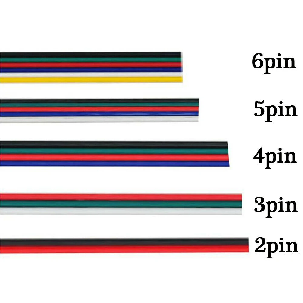 1007 3pin 4pin 5pin 6pin 20AWG Extension Electric Wire Cable LED Connector for 5050 Ws2812 RGBW RGB CCT LED Stirp