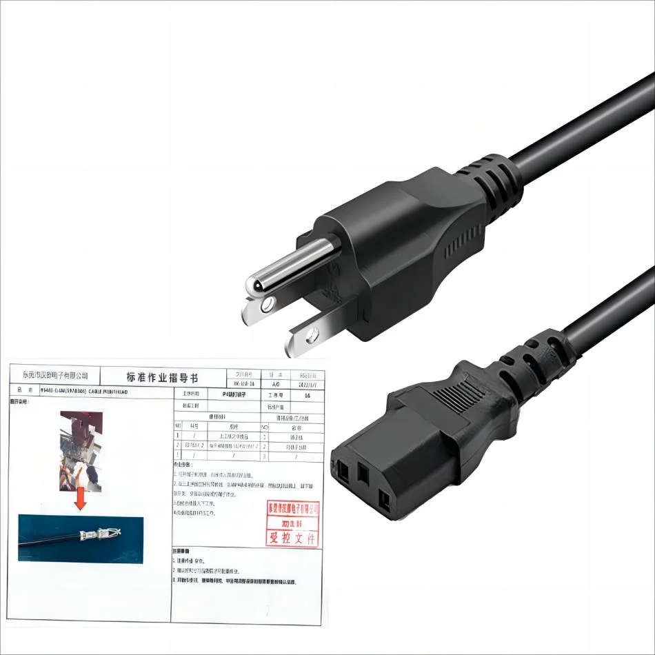 American Standard Three Plug Power Cable with Plug EU UK Us Svt 18AWG