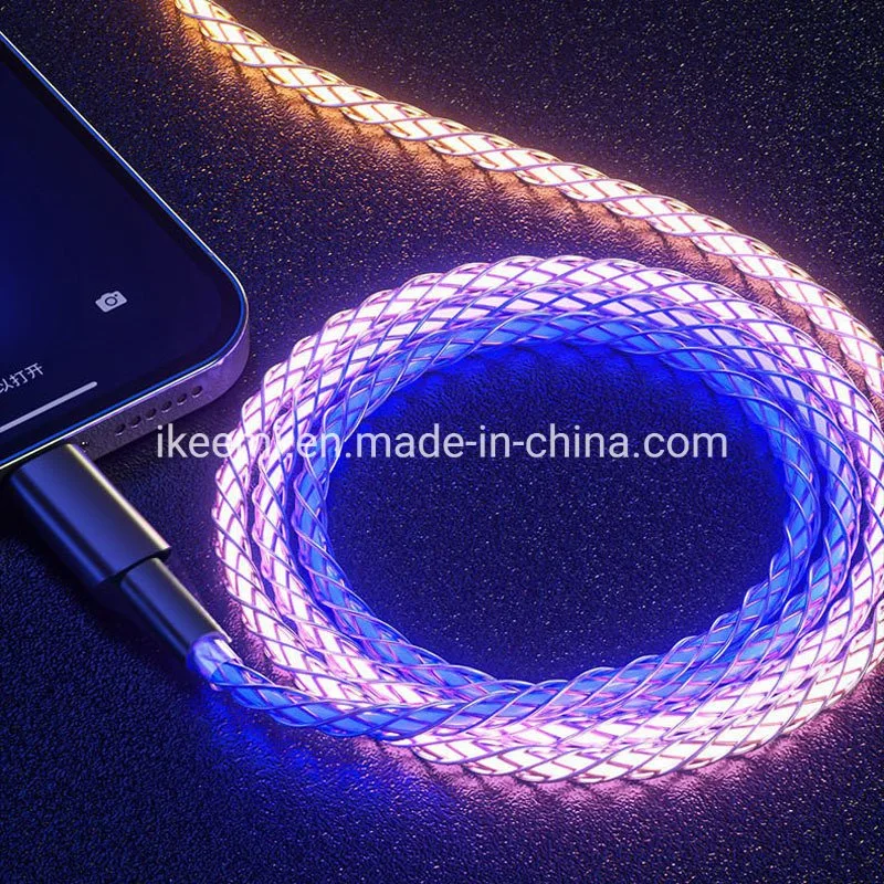 Light up Phone Charger Cord, Universal Multicolor LED Charging Cable RGB Glowing Gradual Lighting USB C Cable Fast Charging Cable