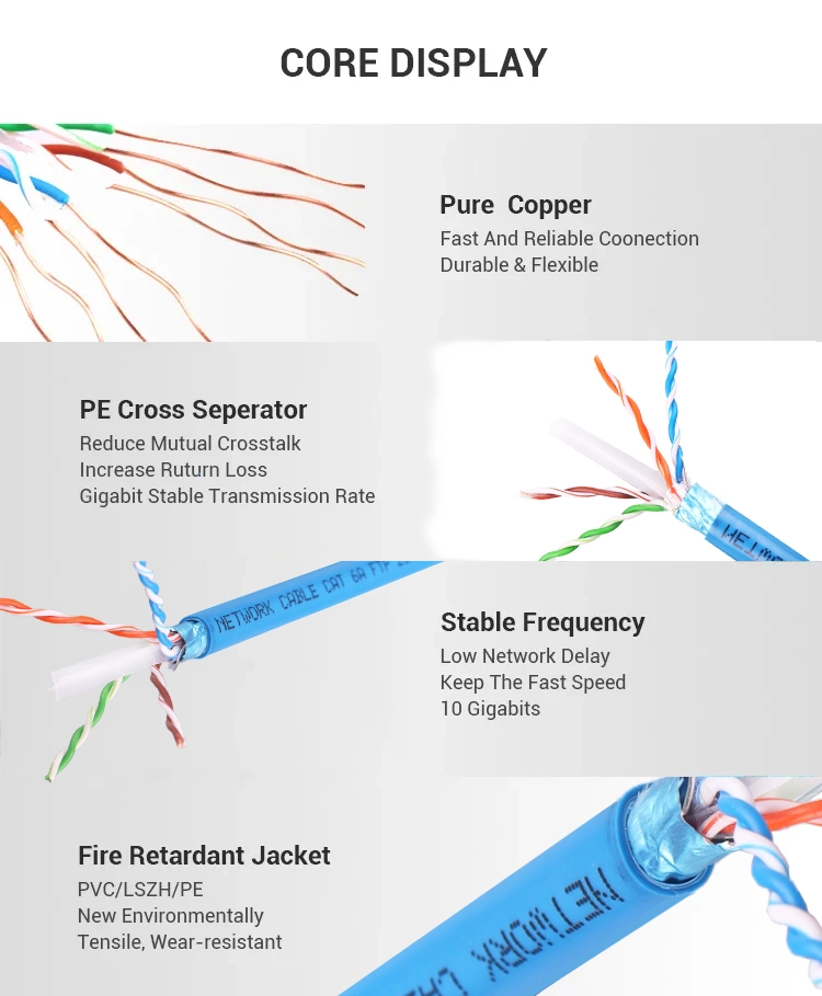 FTP Solid Bare Pure Copper CCA Cabo Red Cambo Coaxial CAT6 CAT6A Network Ethernet LAN Cable