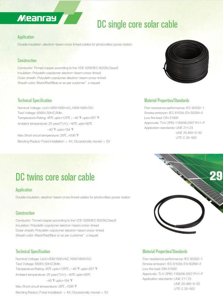 2 Core Power Cable DC Cable Wire 4mm2 Solar PV Cable