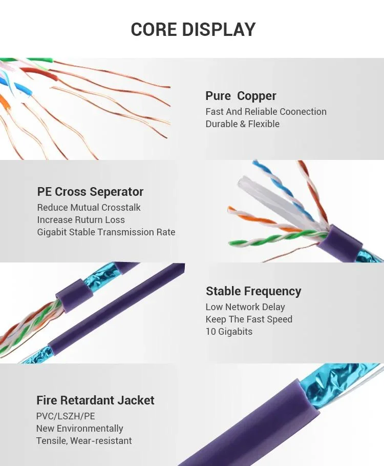 FTP CAT6 Cable Factory Price Pure Copper Manufacturer Wholesale Price Specialize in FTP Category 6 Cable 23AWG 0.56mm, 0.52mm, 0.48mm