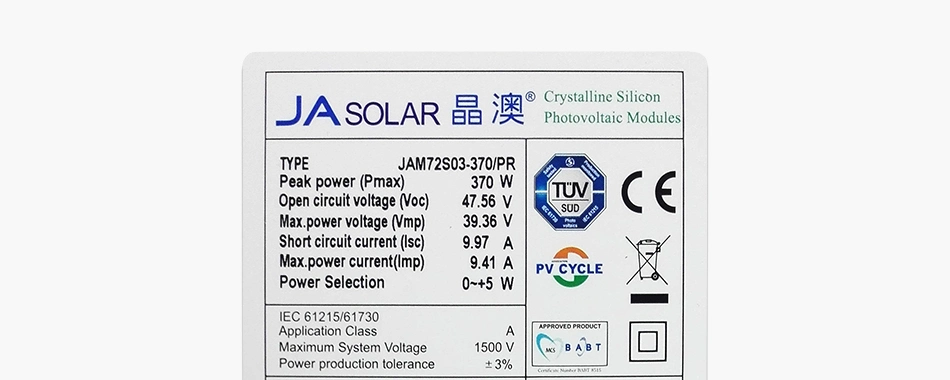Ja Mono Crystalline Solar Panel 445 450 460 470 Watt For Home Electricity