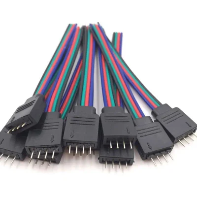 Striscia luminosa a colori a LED piatto a testa 4p maschio e femmina Cavo di collegamento RGB