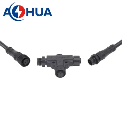Cavo impermeabile M12 tipo T a 3 vie a 4 pin per Illuminazione esterna