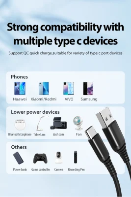 Cavo USB tipo C micro per ricarica dati di fabbrica V8 per Cavo micro iPhone Samsung Huawei Xiaomi tipo C.