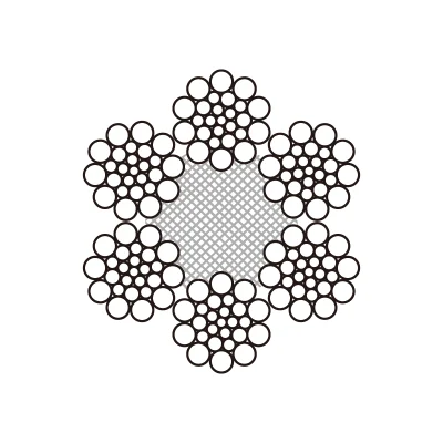 Cavo a fune in acciaio per gru di sollevamento principale (26), 6 x 6, brillante Fabbrica JIS G3525 10 mm 12,5 mm 14mm 15 mm