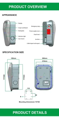 Presa di carica elettrica EV tipo 2 US 32 a personalizzata Colonnina di ricarica per veicoli con cavo di ricarica con schermo LED