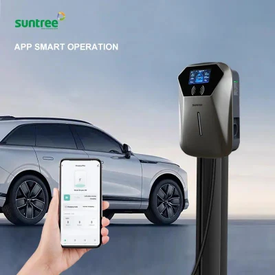 Presa di carica elettrica EV tipo 2 US 32 a personalizzata Colonnina di ricarica per veicoli con cavo di ricarica con schermo LED