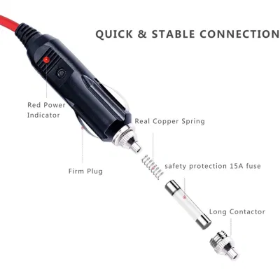 Inverter automobilistico 12V 24V 220V convertitore di alimentazione cavo illuminazione a sigaretta Cavo di collegamento dell&prime;alimentazione a filo