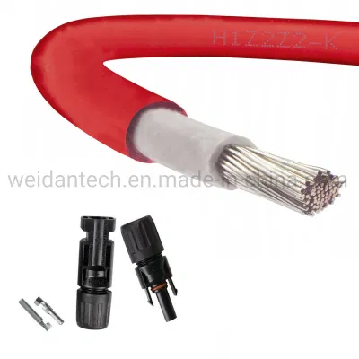 H1Z2Z2-K, cavo fotovoltaico solare ROSSO/NERO, 4 mm2, 6 mm2, con connettori MC4