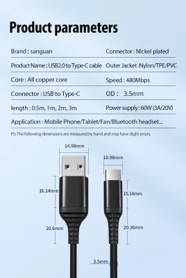 Cavo USB tipo C micro per ricarica dati di fabbrica V8 per Cavo micro iPhone Samsung Huawei Xiaomi tipo C.