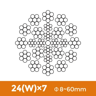 Cavo in acciaio per paranco principale RESISTENTE alla rotazione 18X7 19X7 24wx7 35wx7 Per gru a torre cingolate 24W*7 35W*7 ISO2408