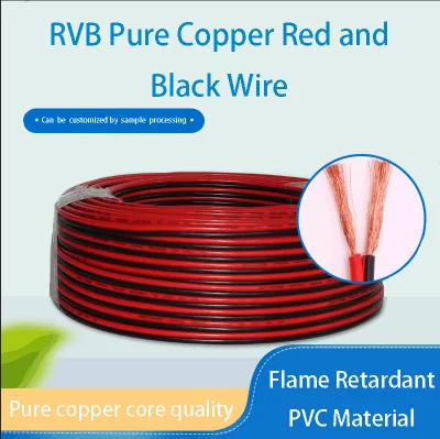 Filo elettronico a 2 conduttori RVB con filo parallelo rosso e nero Potenza di monitoraggio degli altoparlanti con nucleo in rame puro da 0.75 /1 /2.5 quadrato Cavo