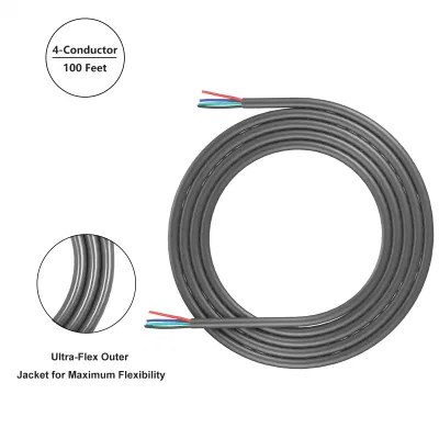 Filo multiuso a 4 conduttori 18AWG Edge Rlw418-100 DA 100 PIEDI, filo LED RGB a bassa tensione, cavo di prolunga LED, filo altoparlante, cavo di prolunga alimentazione, OFC stagnato al 99.99%