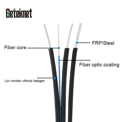 Cavo di derivazione FTTH Gcabling, cavo per esterni a 1 conduttore e 2 conduttori Cavo in fibra ottica a 12 24 48 96 144 core