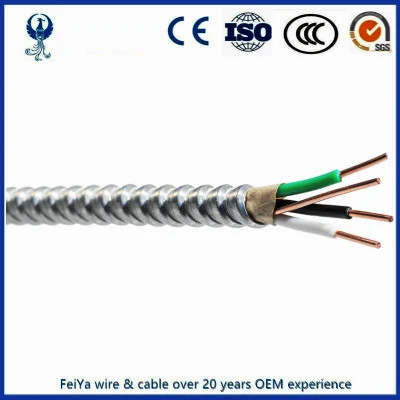 Filo da costruzione canadese da 600 V, 14/2 12/2 14/3 AWG, rame puro Cavo Bx filo armato AC90 in alluminio intrecciato