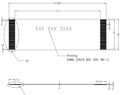 Cavo a nastro Jiln FFC con passo da 0.5 mm e 15 pin Cavo piatto FFC VW-1 da 60 V AWM