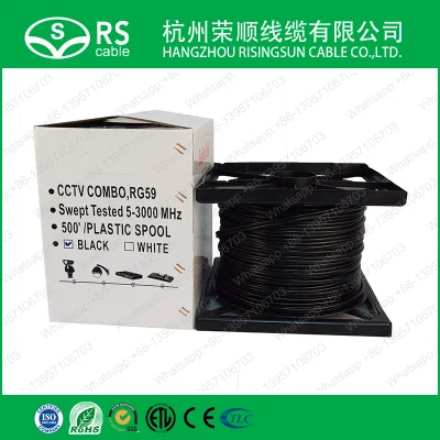 Prezzo di fabbrica cavo per telecamera Siamese da 18 AWG RG59+2c Cavo di alimentazione cavo precatato cavo TVCC per sorveglianza