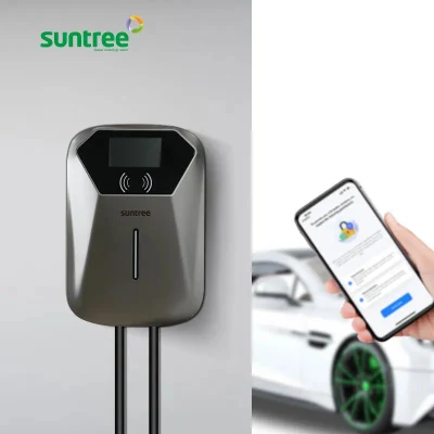 Presa di carica elettrica EV tipo 2 US 32 a personalizzata Colonnina di ricarica per veicoli con cavo di ricarica con schermo LED