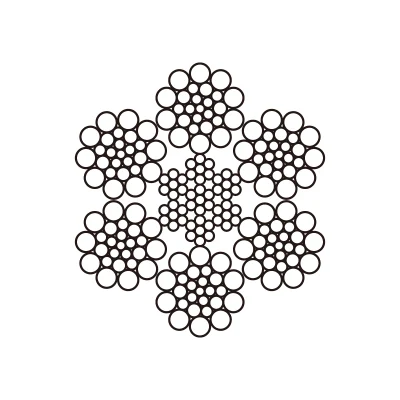Cavo a fune in acciaio per gru di sollevamento principale (26), 6 x 6, brillante Fabbrica JIS G3525 10 mm 12,5 mm 14mm 15 mm