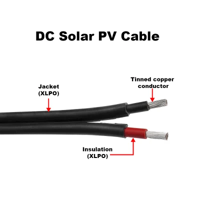 Doppia protezione DC Copper Twin Core PV1-F 2X2,5 mm2 2.5 mm Cavo elettrico PV Solar