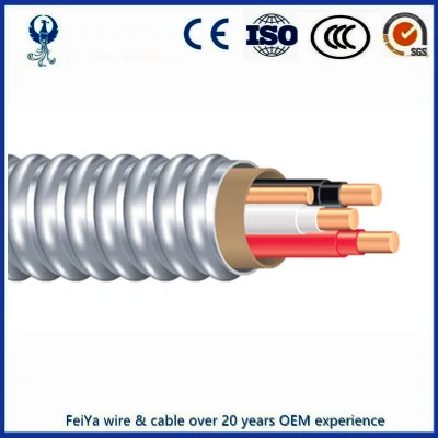 Filo da costruzione canadese da 600 V, 14/2 12/2 14/3 AWG, rame puro Cavo Bx filo armato AC90 in alluminio intrecciato