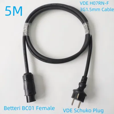Cavo CA Schuko BC01 da 5 m Betteri BC01 connettore femmina VDE H07RN-F Schuko CEE 7/7 (Euro) Micro inverter solare da 600 W.