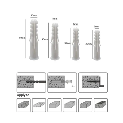 Campione gratuito di tappo a parete con ancoraggio in plastica per tappi a parete in plastica Ancoraggio per viti in plastica nylon