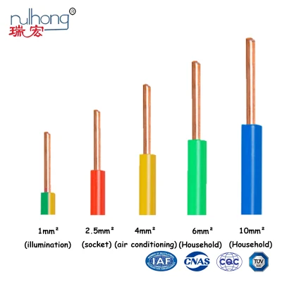 1/1.5/2.5/4/6/10 mm ² BV rame a conduttore singolo PVC isolato duro Filo elettrico in rame