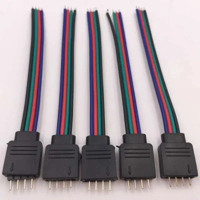 Striscia luminosa a colori a LED piatto a testa 4p maschio e femmina Cavo di collegamento RGB