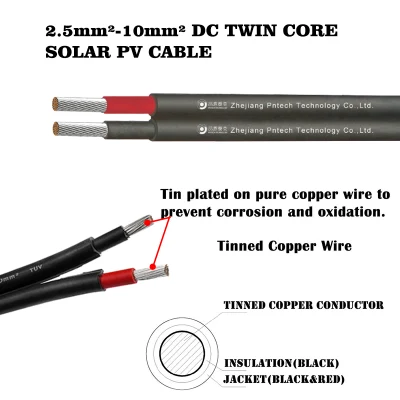 Doppia protezione DC Copper Twin Core PV1-F 2X2,5 mm2 2.5 mm Cavo elettrico PV Solar
