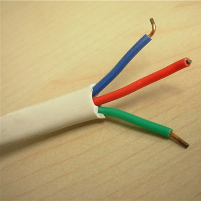 Isolamento in PVC 1.5mm 2,5mm 3 conduttori 2+e rame solido elettrico Cavo piatto doppio e cavo di messa a terra