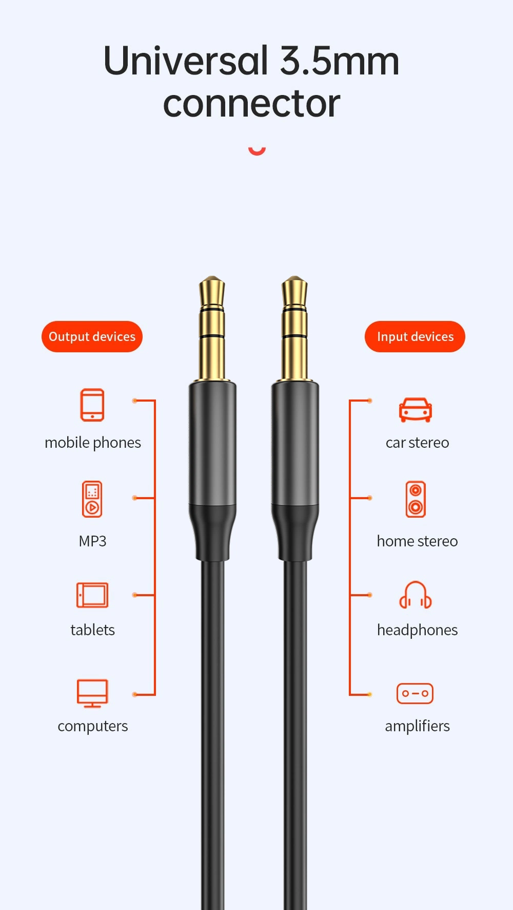 1.2m Gold Plated Phone Aux Adapter 3.5mm Aux Cable Jack 3.5mm Audio Cable
