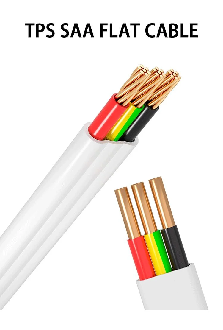 China Supplier Flat TPS Cable 1.5mm 2.5mm 4mm Twin + Earth Cable Australia Standard 5000.2 for SAA Approved
