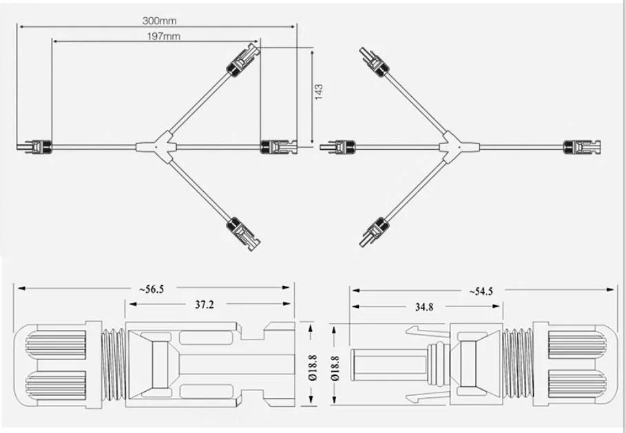 Moreday Y-Branch Mc4 Solar Panel Cable Connectors PV Wire Cable 6mm2 Y Type Solar Panel Cable Connector Mc4 Solar Crimping Tools