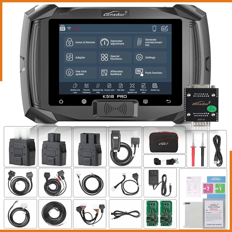 Lonsdor K518 PRO Full Version All in One Key Programmer with 2PCS Lt20, for Toyota Fp30 Cable, Nissan 40 Bcm Cable, Jcd, Jlr and ADP Adapter