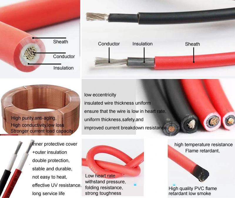 Dsola Directly Sell High Current Carrying Capacity 6 Sq mm Solar Cable