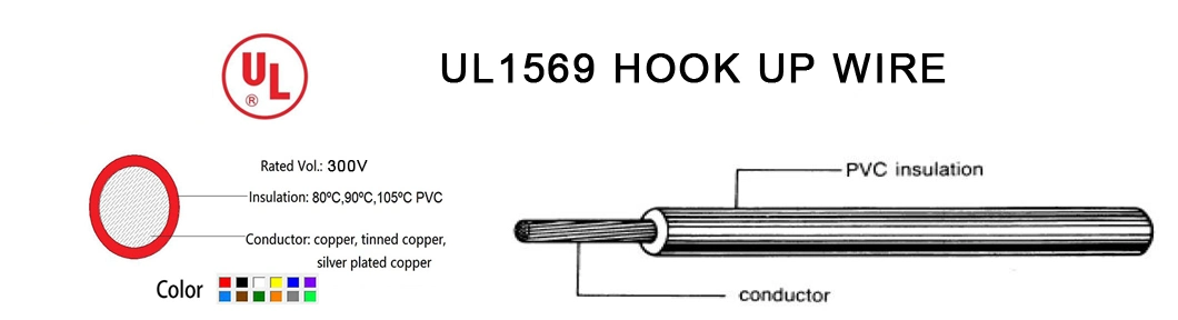 Hook-up Wire UL Single Core 24AWG Wires 105c 300V Hook up Copper Wire UL1569 Bare Copper Strand PVC Heating Cable