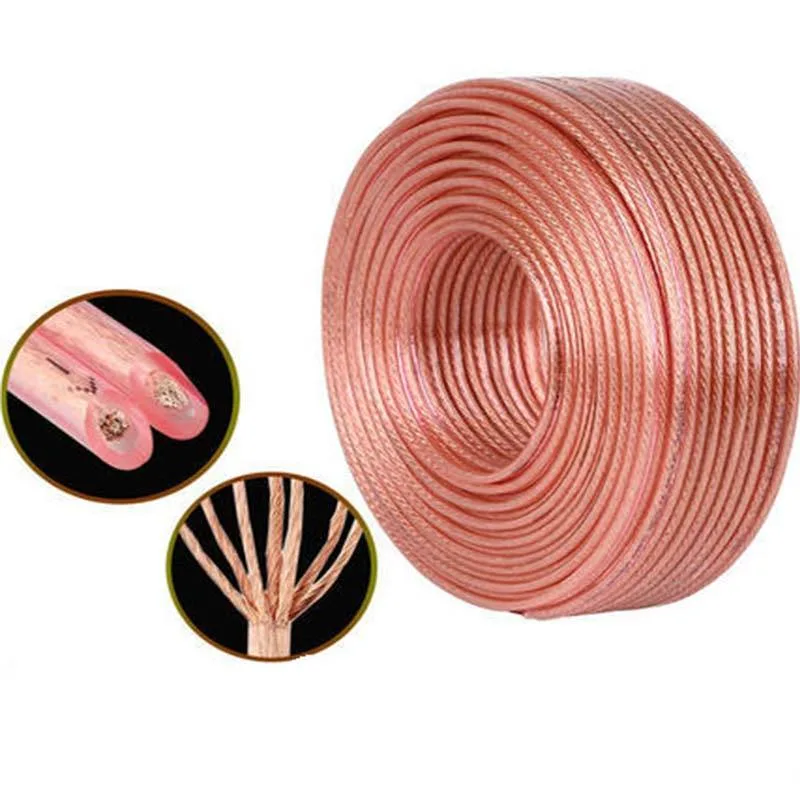 Best Customized 2X1.5mm 2X2.5mm 2X4mm Outdoor Pure Copper Transparent Speaker Loudspeaker Cable Wire