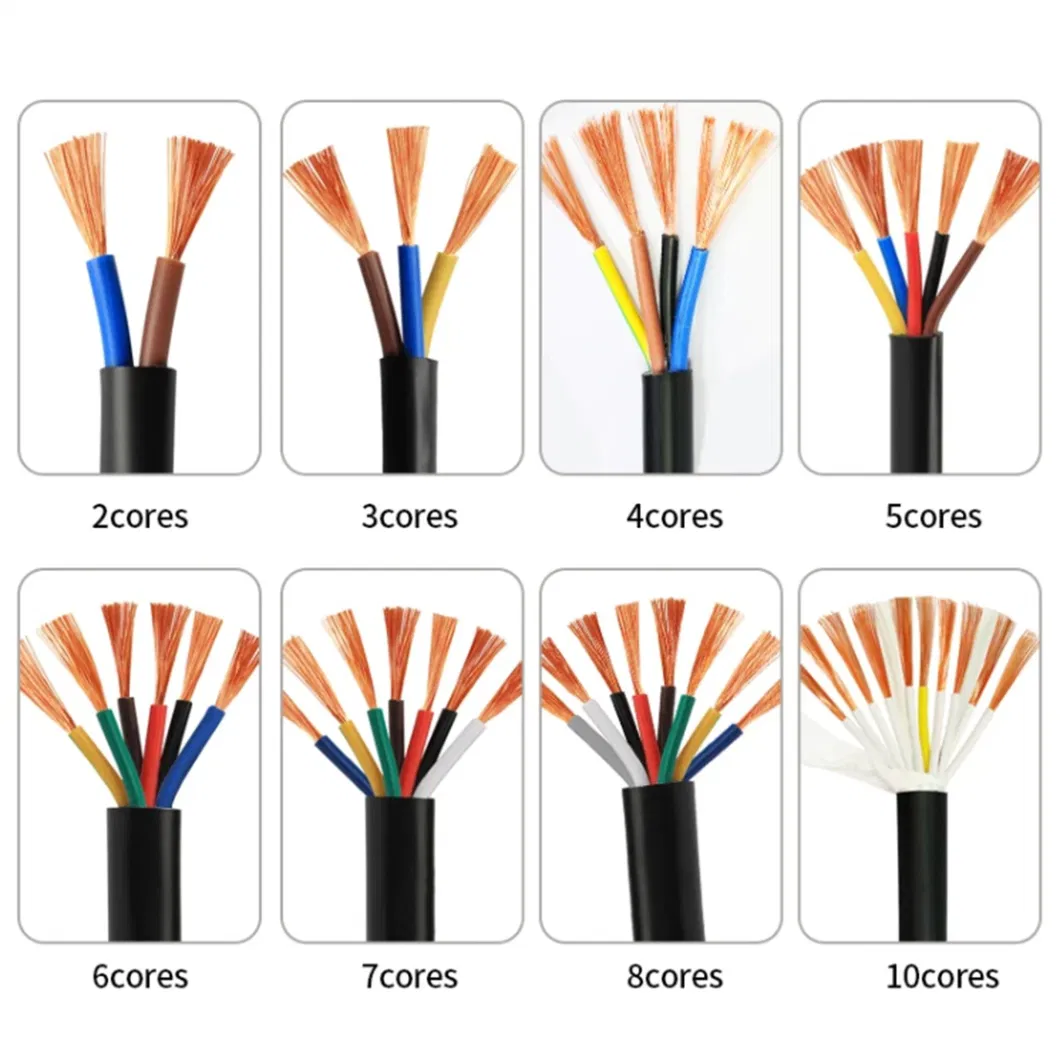 Copper Conductor Flexible Rvv13 Core 0.5/0.75/1.0/1.5 mm Electrical Wire Power Cable