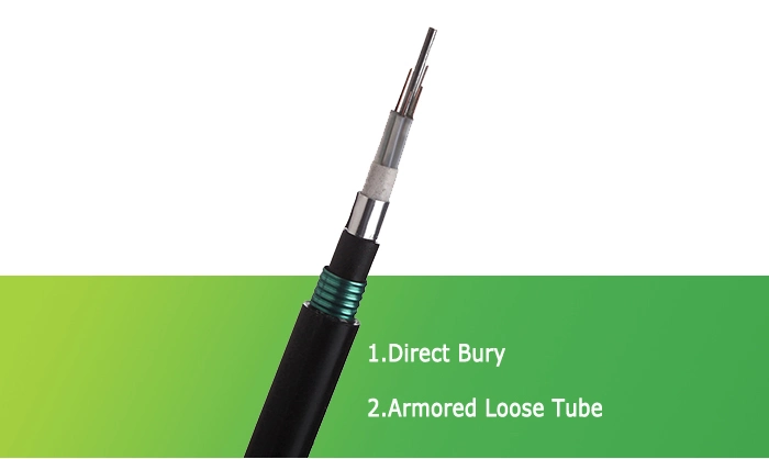 Non-Metallic Strength Member Armored Optical Cable Aerial Direct Burial Stranded Loose Tube Fibre Cable