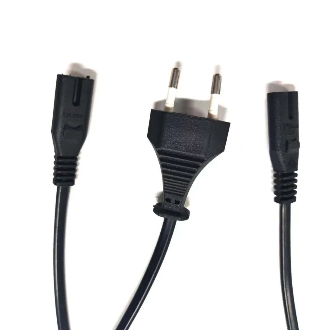 EU 2 Slot Power Cable Euro Plug to IEC320 C7 Figure 8 Power Splitter Cables Y Splitter Cable