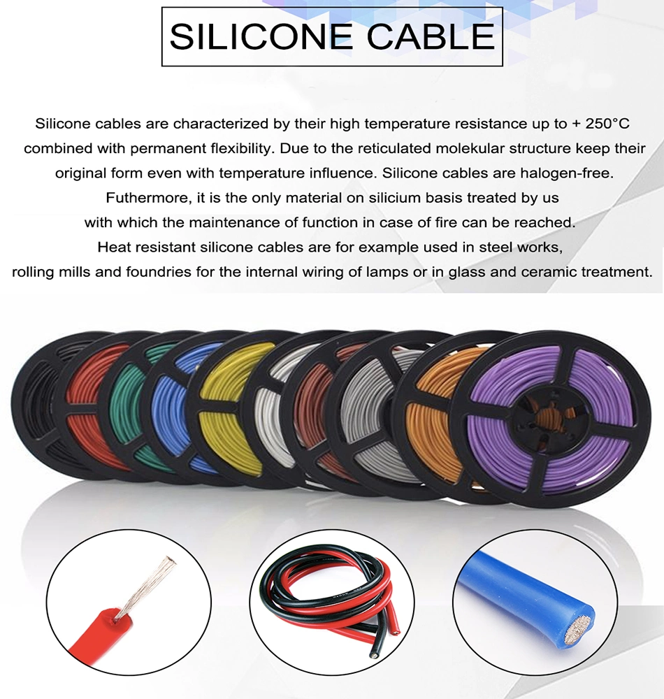 Jgg Silicon Wire Cable 2AWG 4AWG 6AWG 8AWG 32AWG Heatproof Soft Jgg Silicone Rubber Cable
