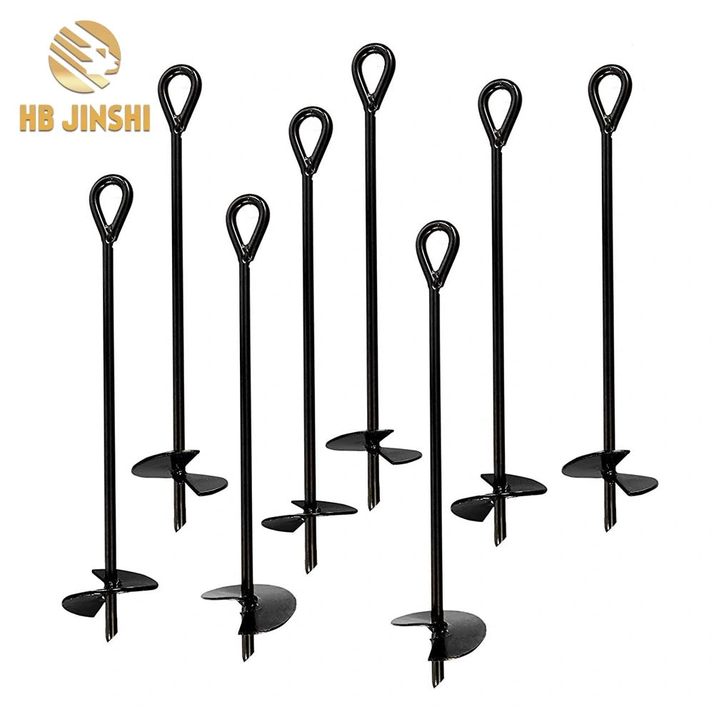 Black Ground Anchor, 15&quot; Long, 3&quot; Wide Helix, 3/8&quot; Diameter Stake Shaft Earth Anchors