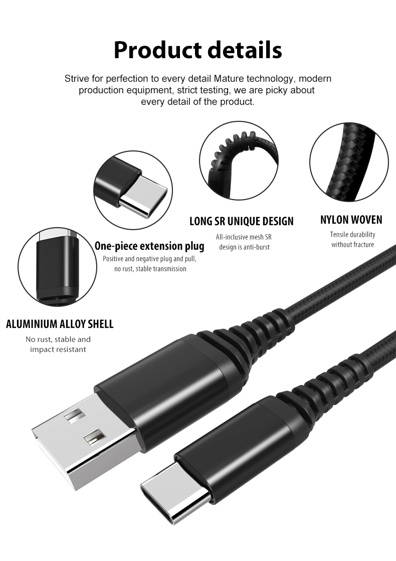 Factory Data Charge Micro Type C USB Cable V8 for Samsung Huawei Xiaomi Type C Micro iPhone Cable