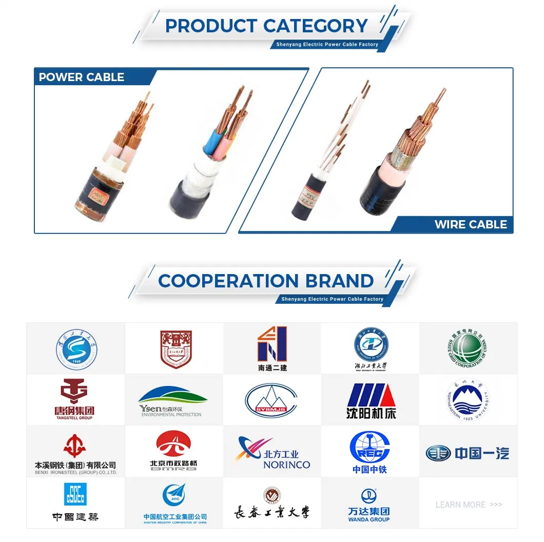 Shenguan Hot Selling Accc Cable Insulated PVC Sheath Jacket XLPE Copper Aluminum Electric Wire Power Cable PVC XLPE Insulated Braid Shielded Bare Copper