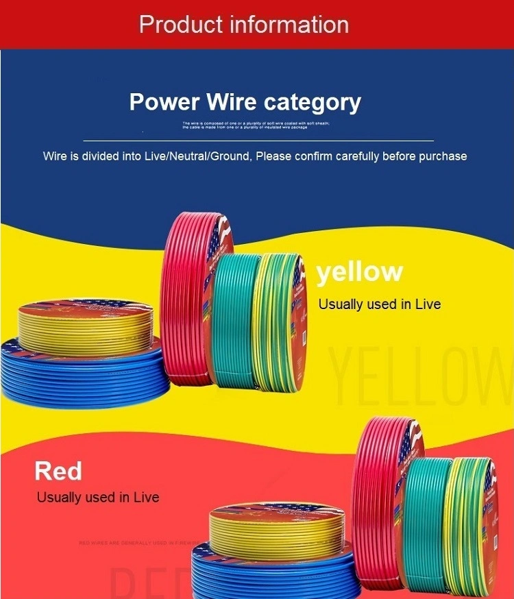 Hangzhou Factory Power Cable electrical Wire 6mm2 Pure Copper Single Mode